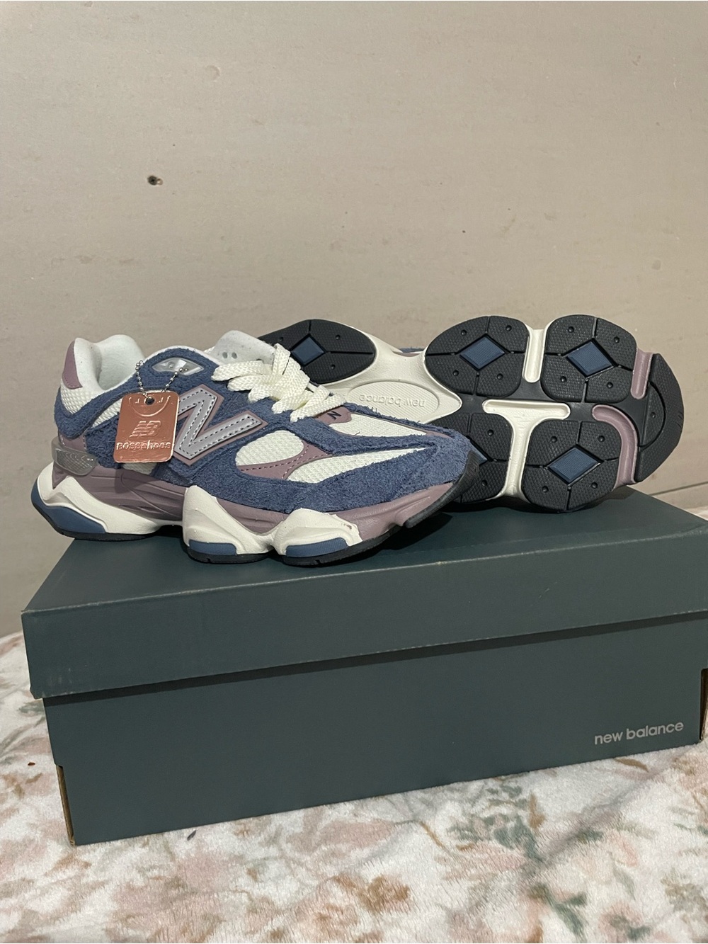 New Balance Multi-Texture Sneaker in Blue, Lavender & White